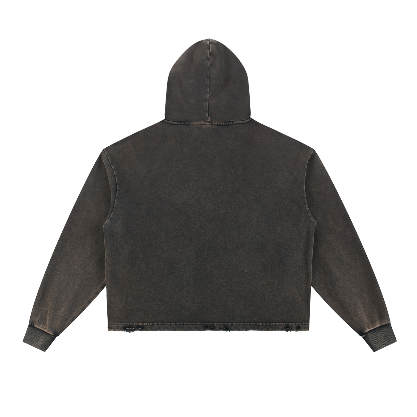 Anguish Vintage Washed Frayed-Hem Hoodie