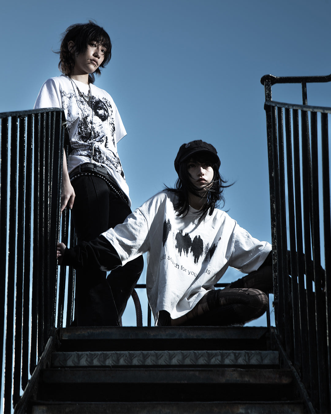 Crowds Layered Contrast Sleeve Cotton T-Shirt
