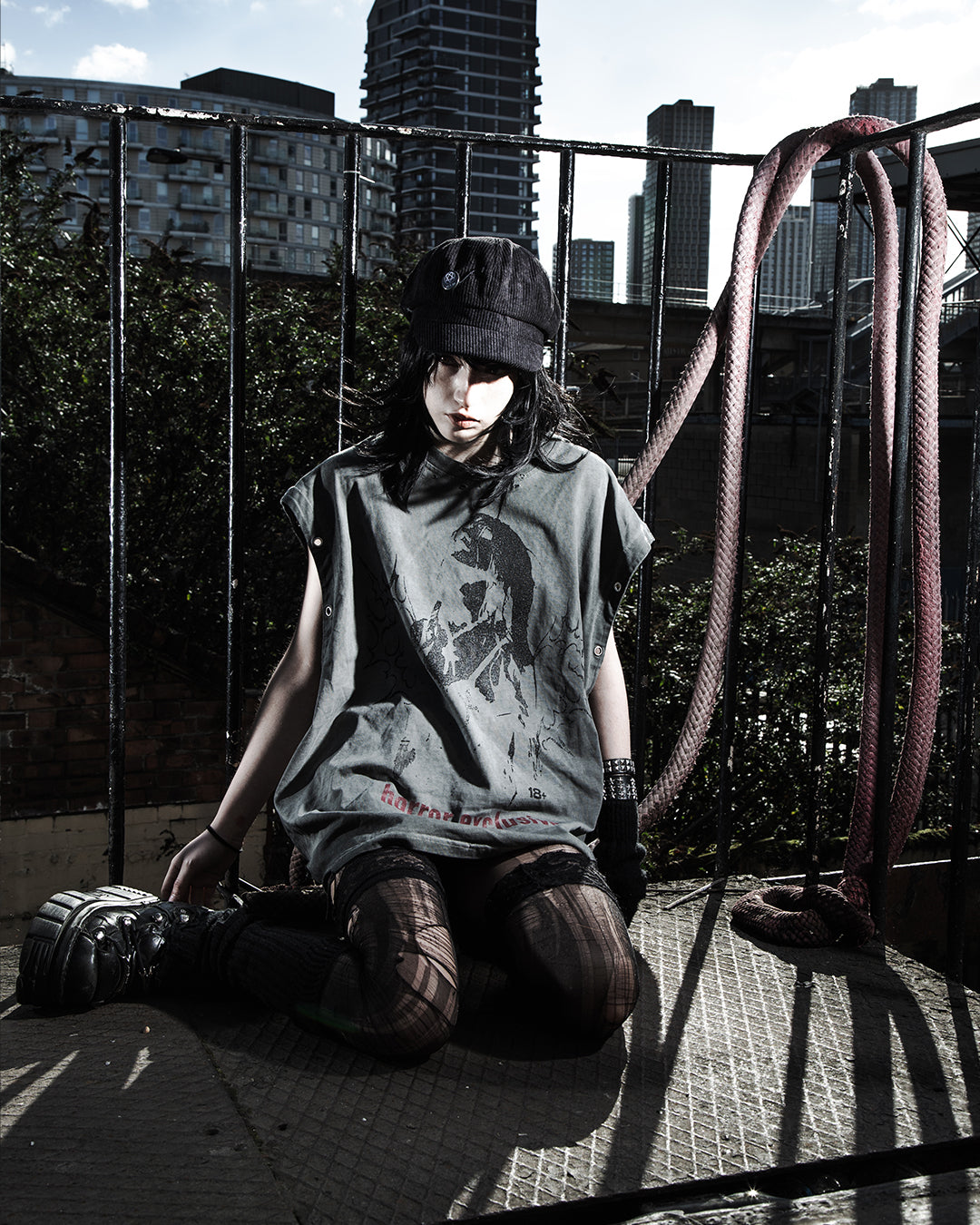 Horror Exclusive Distressed Grommet Eyelet Tank Top