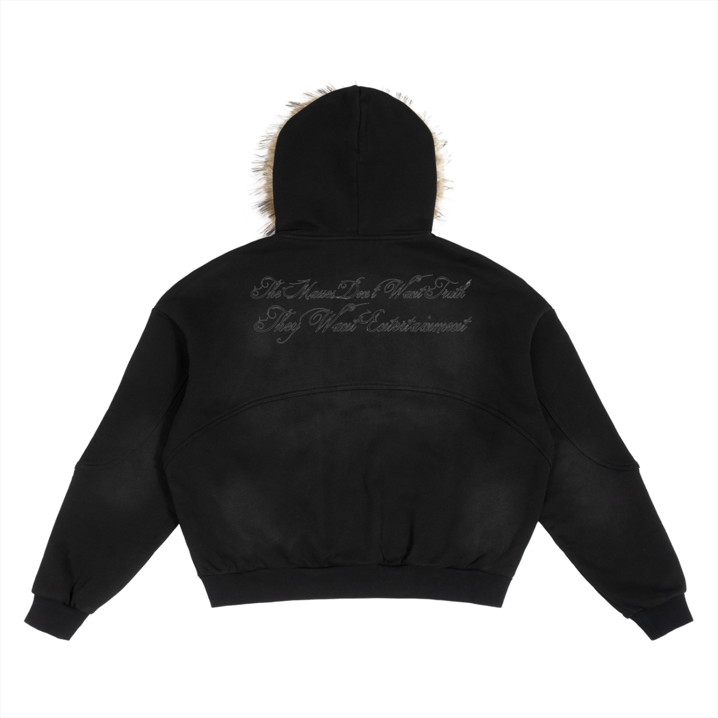 Entranced Sun Fade Boxy Detachable Fur Hoodie