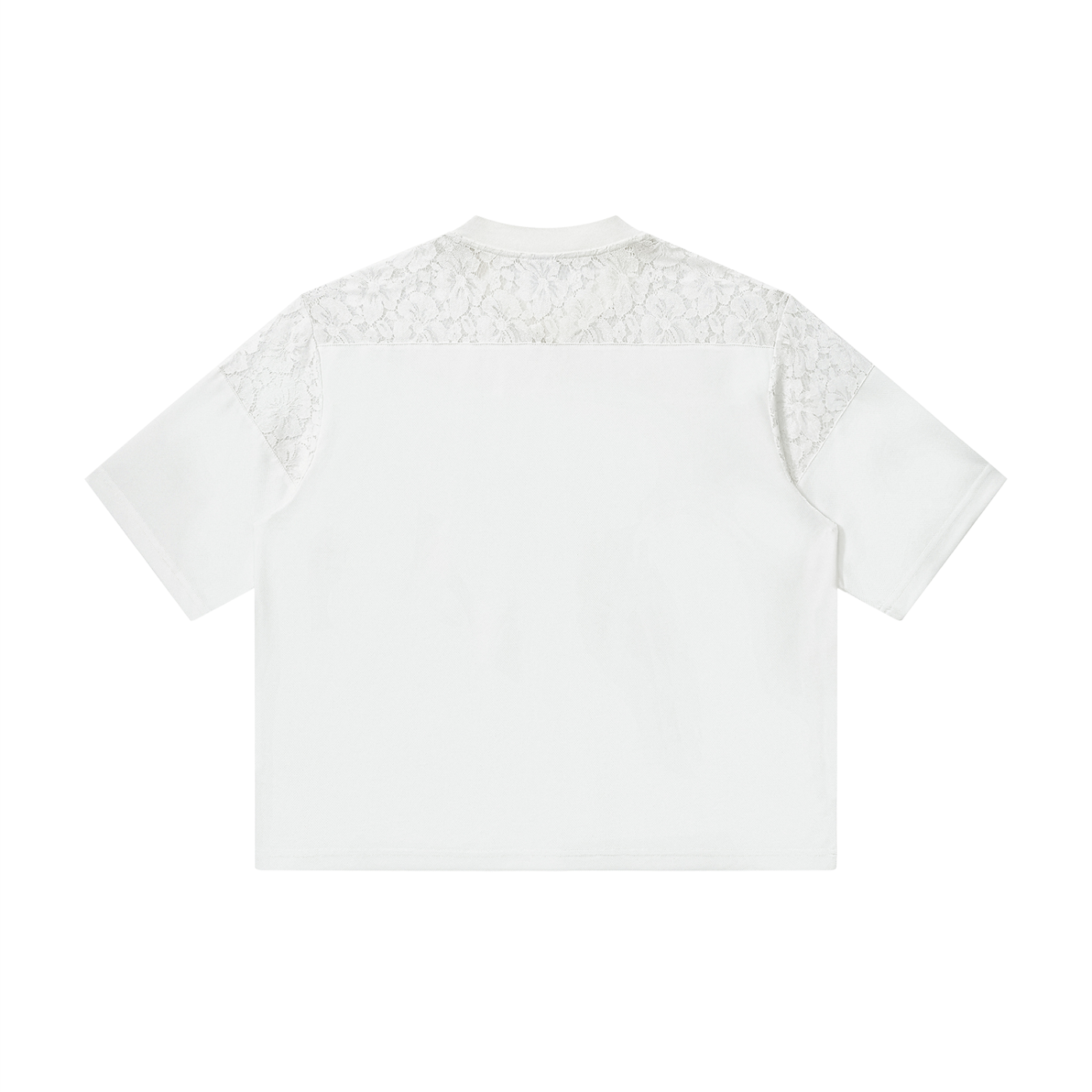 Wounded Lace Paneling V-Neck T-Shirt